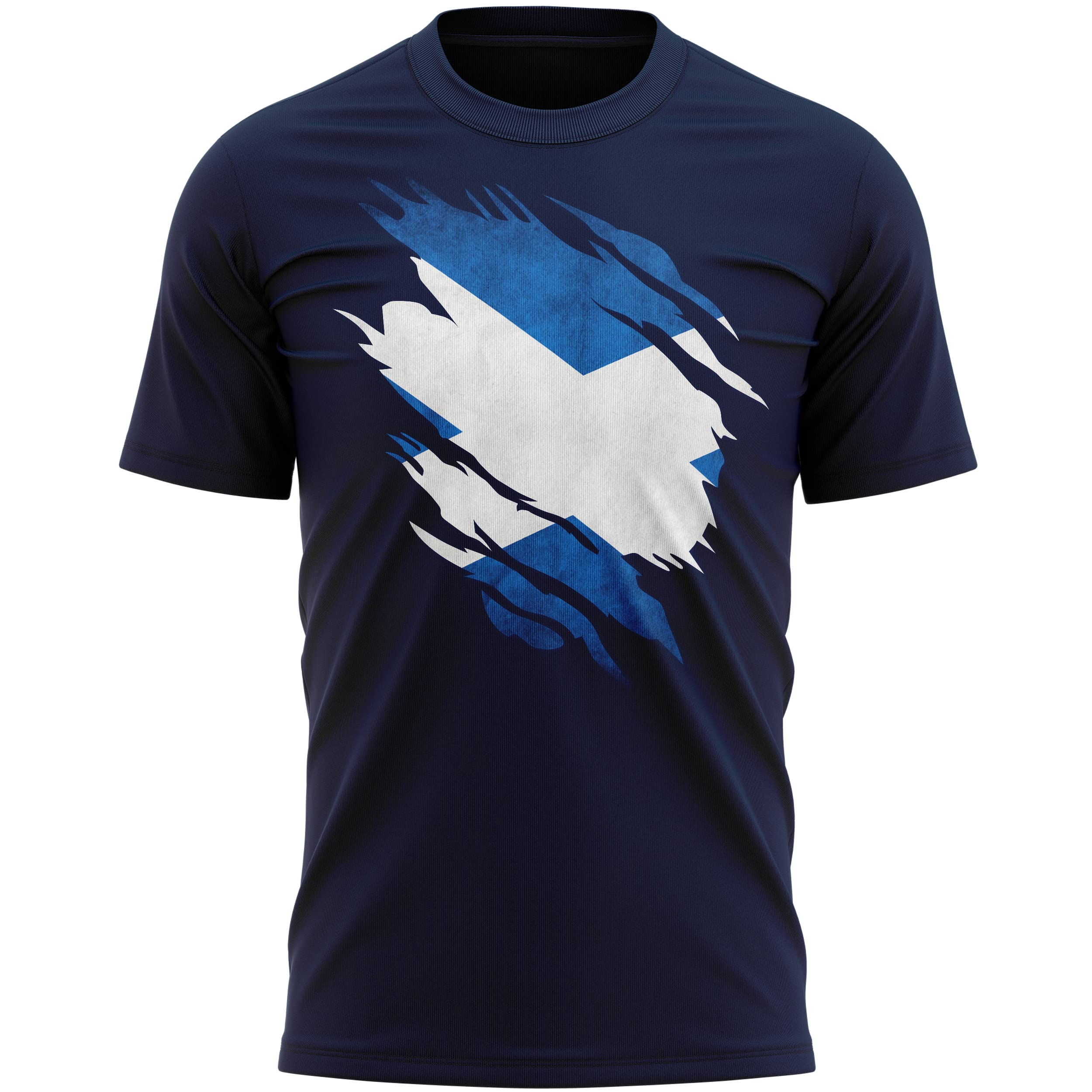 Scotland Torn T Shirt, Scotland Rugby Gifts, Scotland Flag Torn, Scottish Gift, Scottish Rugby Mens Tee, Scotland Present for Him Her, L, Navy