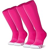 FITRELL 2/3 Pack Baseball Soccer Softball Socks for Kids Youth Men & Women Over-the-Calf Knee High Socks (Multiple Colors)