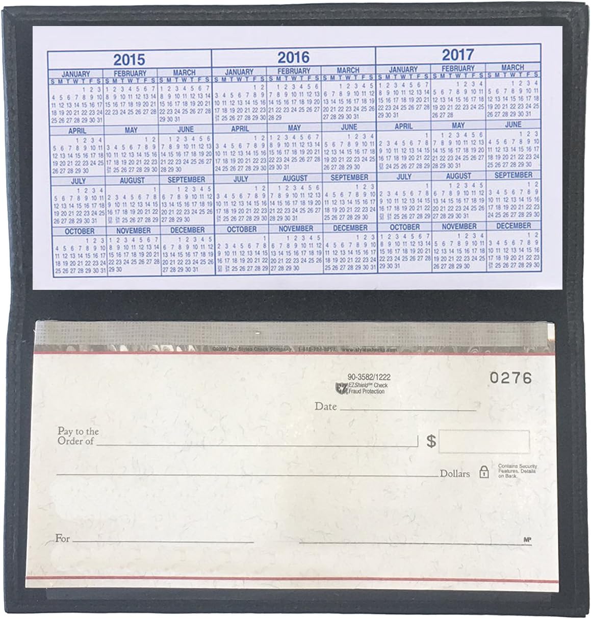 Black Basic Leather Checkbook Cover