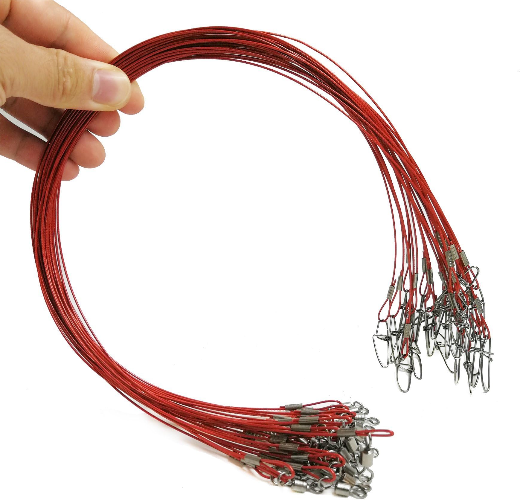 Fishing Wire Leaders for Saltwater: 30pcs Stainless Steel Line Leaders Nylon-Coated 19" - 100 LB High Strength Wire Rig for Shark Barracuda Pike Fishing