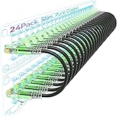 Sokqovt Cat6a Patch Cables Slim 10ft (24 Pack), Flexible Cat6 Ethernet Patch Cable 10G 550MHZ, 28AWG Pure Copper Cat6 Patch Cable for Network Cabinet, Cat 6 Patch Cable Black