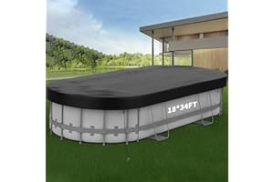 POOLERGETIC 18x34 FT Rectangular Pool Cover Pool Covers for Above Ground Pools 210D Solar Pool Cover Heavy Duty Oval Pool Covers Resist Tear and Fade, Winter Pool Covers for Waterproof and Dustproof