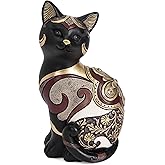 Wiresusan Black Cat Statue Home Decor Accent Boho Cat Figurines and Sculptures for Living Room Bedroom Shelf Office Table, Cats Art Decoration Vintage Matt Animals Gift for Cats Lovers, Woman Mom