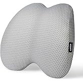 AURSSA Lumbar Support Pillow Office Chair Car Back Pillow Ergonomic Lower Back Pain Relief Breathable Air Fiber Cushion with Hours Sitting on Worker Driver & Handicapped, Adjustable Strap (Light Gray)