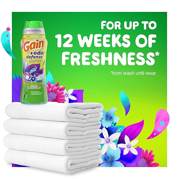 GAIN + ODOR DEFENSE IN-WASH SCENT BOOSTER, SUPER FRESH BLAST SCENT, 18.2 OZ, HE COMPATIBLE