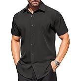 COOFANDY Men's Short Sleeve Dress Shirts 95% Polyester, 5% Spandex Button Down Shirt for Summer