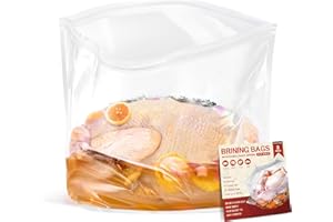 EFFECTEER Turkey Brine Bag, 21.6"×19.6", 3 Pack, Double Track Zippers Thicker Brining Bags for Turkey with 3 Strings Ideal for Turkey, Chicken, Beef & More, Capacity up to 30 lbs