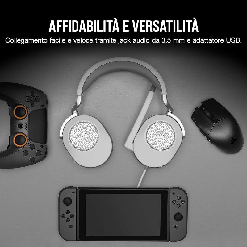 HS65 SURROUND Cuffie Gaming Cablate 7.1 Multipiattaforma – Bianco