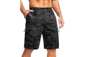 Pudolla Men's Hiking Cargo Shorts 9" Lightweight Stretch Travel Work Shorts for Men Outdoor Casual with 5 Pockets