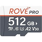 ROVE PRO Micro SD Card microSDXC 512GB Memory Card with Full-Size SD Adapter 100MB/s Read Speed, C10, U3, V30, 4K, A2 for Das