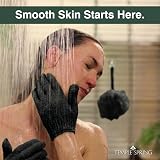 Temple Spring Exfoliating Glove Carbonized Bamboo Body Scrubber Black view 3