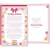 Bewoow Poem Birthday Card for Bestie, Heartfelt Happy Birthday Card Gift for Bestie Best Friend BFF Closest Friend, Friendship Cards for Her, Thank You Gift