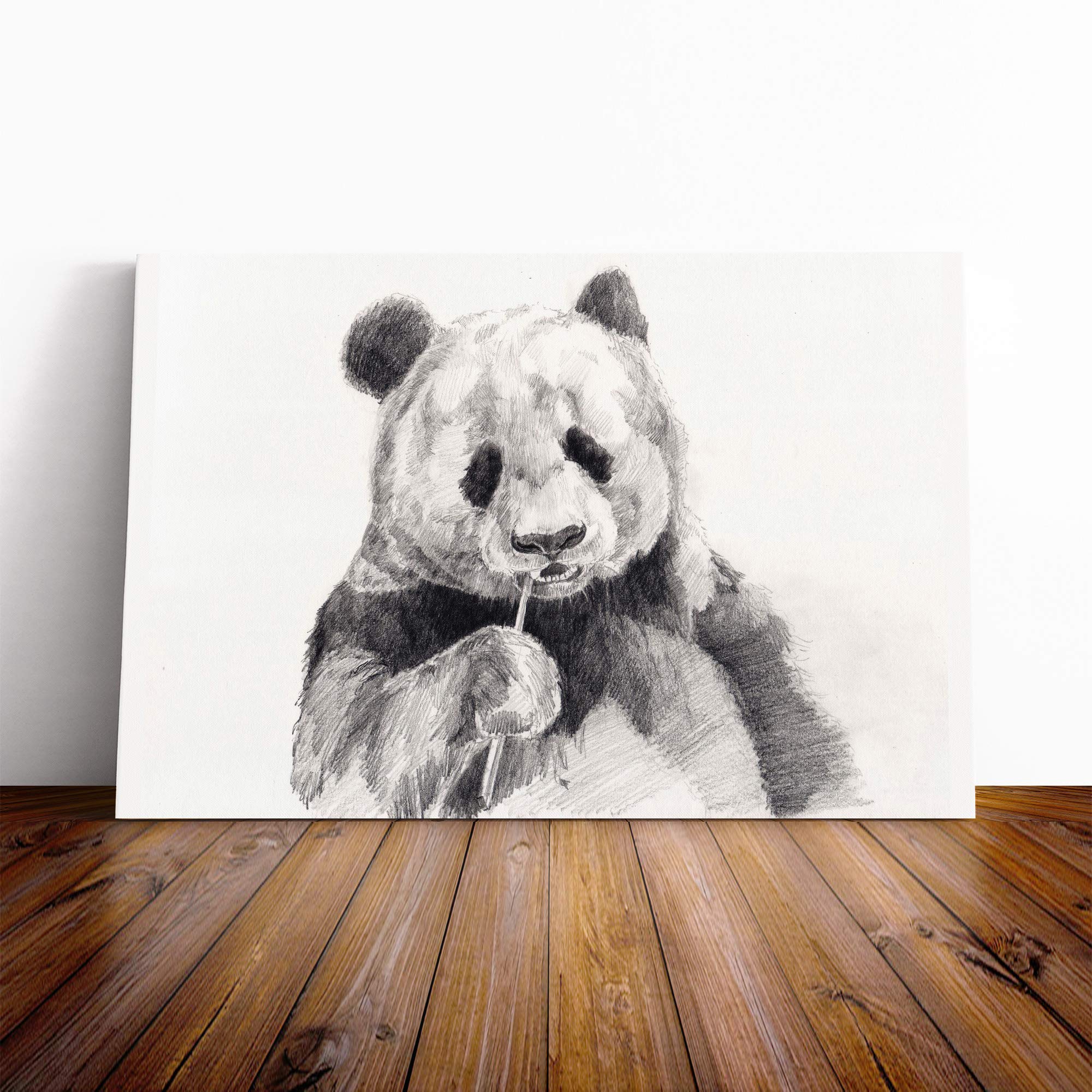 Panda Illustration (1) Canvas Print | Gallery Wrapped 30mm Frame Wall Art | 20x14 inches | Ready to Hang | Modern Animals Picture | Living Room Bedroom Lounge Office