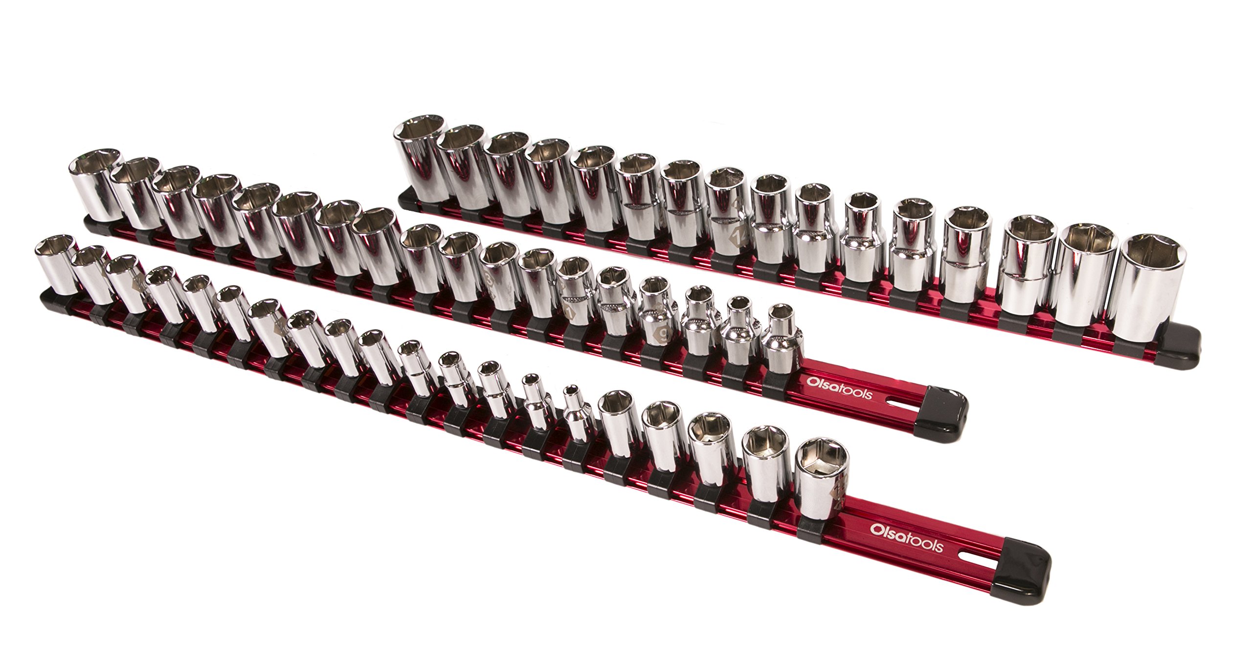 Olsa Tools 3 Pc Set Aluminum Socket Organizer 1/4Inch Drive x 20