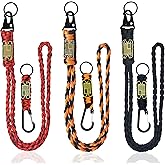 PokShow Heavy Duty Paracord Lanyard with USA Flag,Survival Bracelet Keychain Set for Outdoor, Emergency, Hiking & EDC Gear