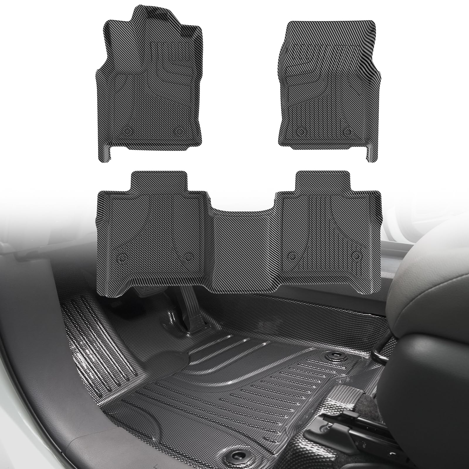 Carbon Fiber Pattern Floor Mats for Toyota Tundra 2022-2024 2025 ...