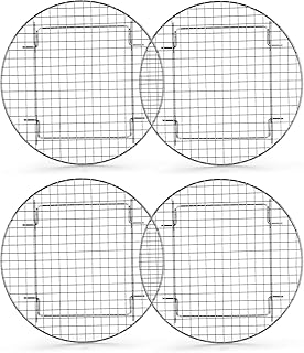 Lawei 4 Stück Kuchenauskühler Auskühlgitter Verchromt Kuchenrost Rund Kuchengitter zum Backen Kühlen Dämpfen für Topf Ofen Fritteuse - Silber, 27 cm