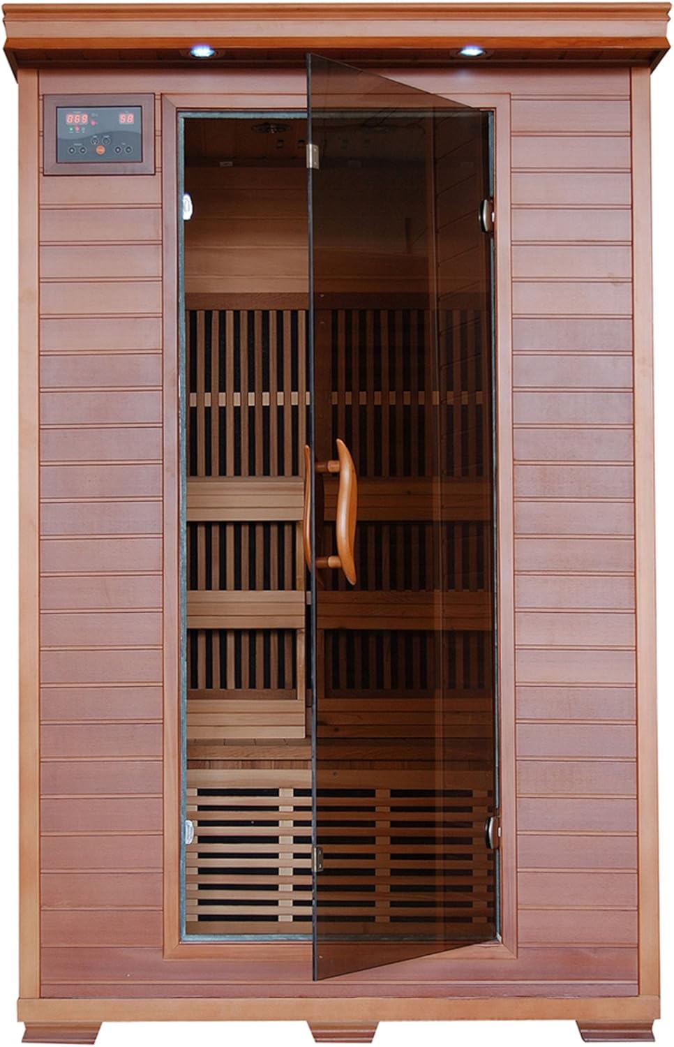 outdoor steam rooms on Amazon Com Radiant Saunas 2 Person Infrared Cedar Wood Sauna With Air Purifier Chromo Therapy Lighting Music System Carbon Heaters Up To 141 F Garden Outdoor