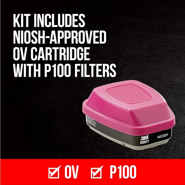 3M P100/OV ODOR/PARTICULATE MULTI-PURPOSE REUSABLE RESPIRATOR 65021, MEDIUM SIZE, NIOSH-APPROVED ORGANIC VAPOR CARTRIDGE & P100 RATED FILTERS, FLEXIBLE, THERMOPLASTIC FACESEAL FOR COMFORT (65021H1-DC)