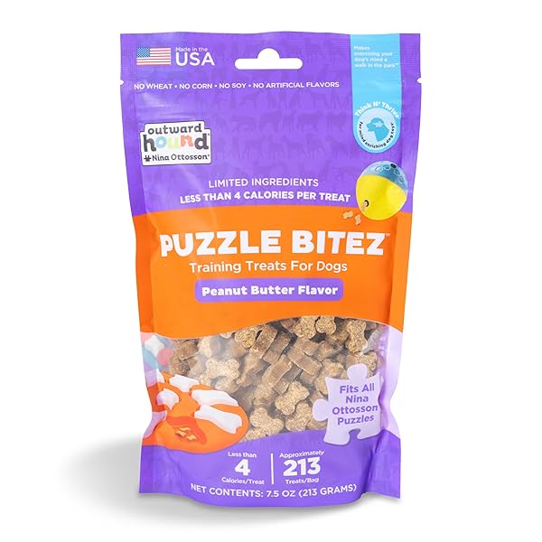 OUTWARD HOUND NINA OTTOSSON PUZZLE BITEZ TRAINING TREATS FOR DOGS PEANUT BUTTER FLAVOR SOFT SMALL DOG TREATS DOG TRAINING TREATS