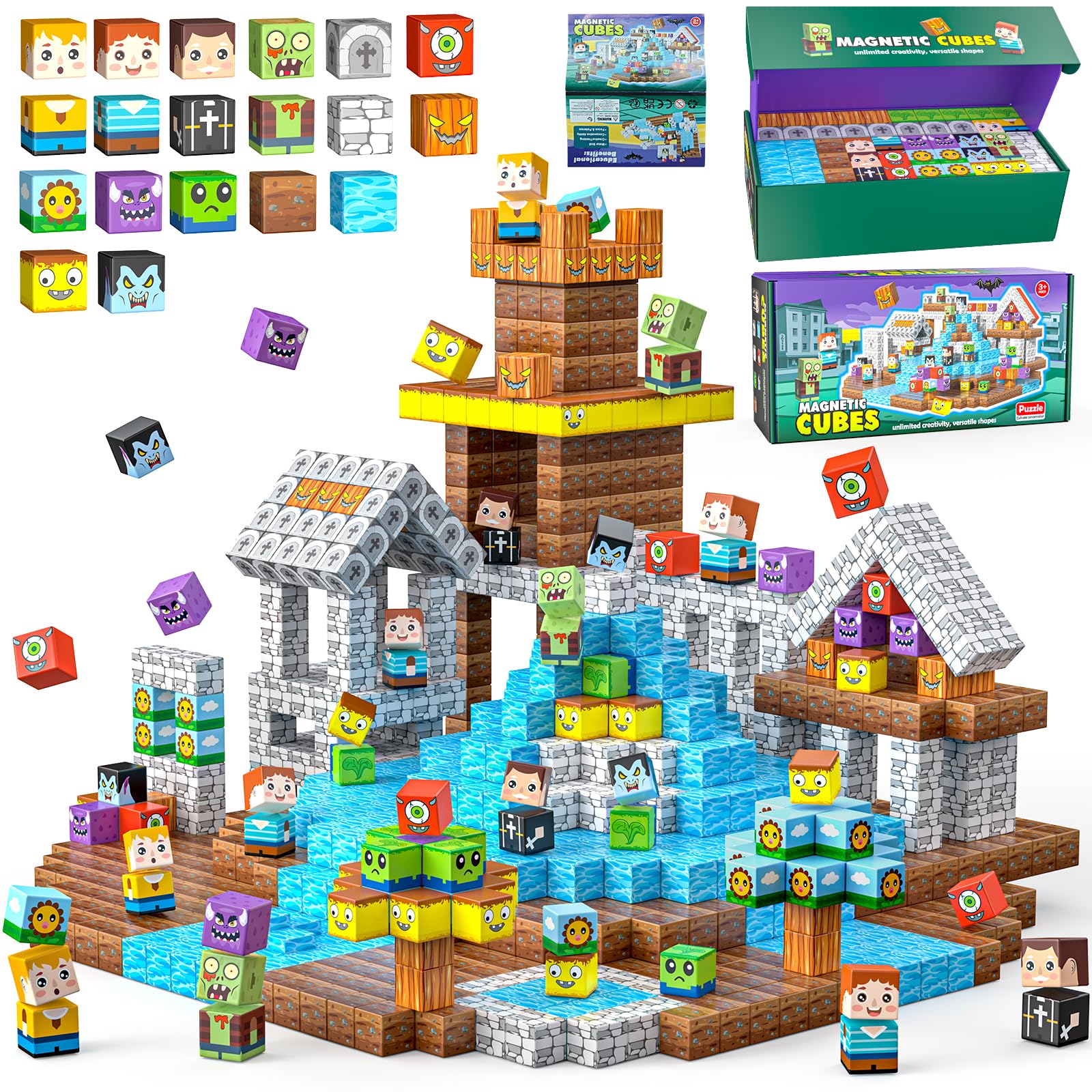 Magnetic Building Blocks, 150PCS Magnetic Block Cubes Tile Creative 3D Building Toys Gifts Game for Boys Kids Toddlers Age 3 4 5 6 7 8 10 Play — image 1