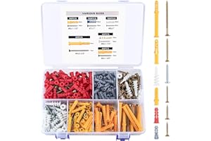 BJBJJIU 530 Pcs Wall Anchors and Screws for Drywall, Drywall Anchors and Screws Assortment Kit, Galvanized Flat Head Screws, Plastic Wall Self Drilling Dry Wall Anchors and Screws for Wall Hanging