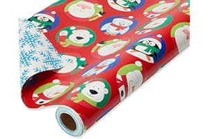 American Greetings 175 sq. ft. Reversible Kids Christmas Wrapping Paper, Santa and Snowflakes (1 Jumbo Roll 30 in. x 70 ft.)