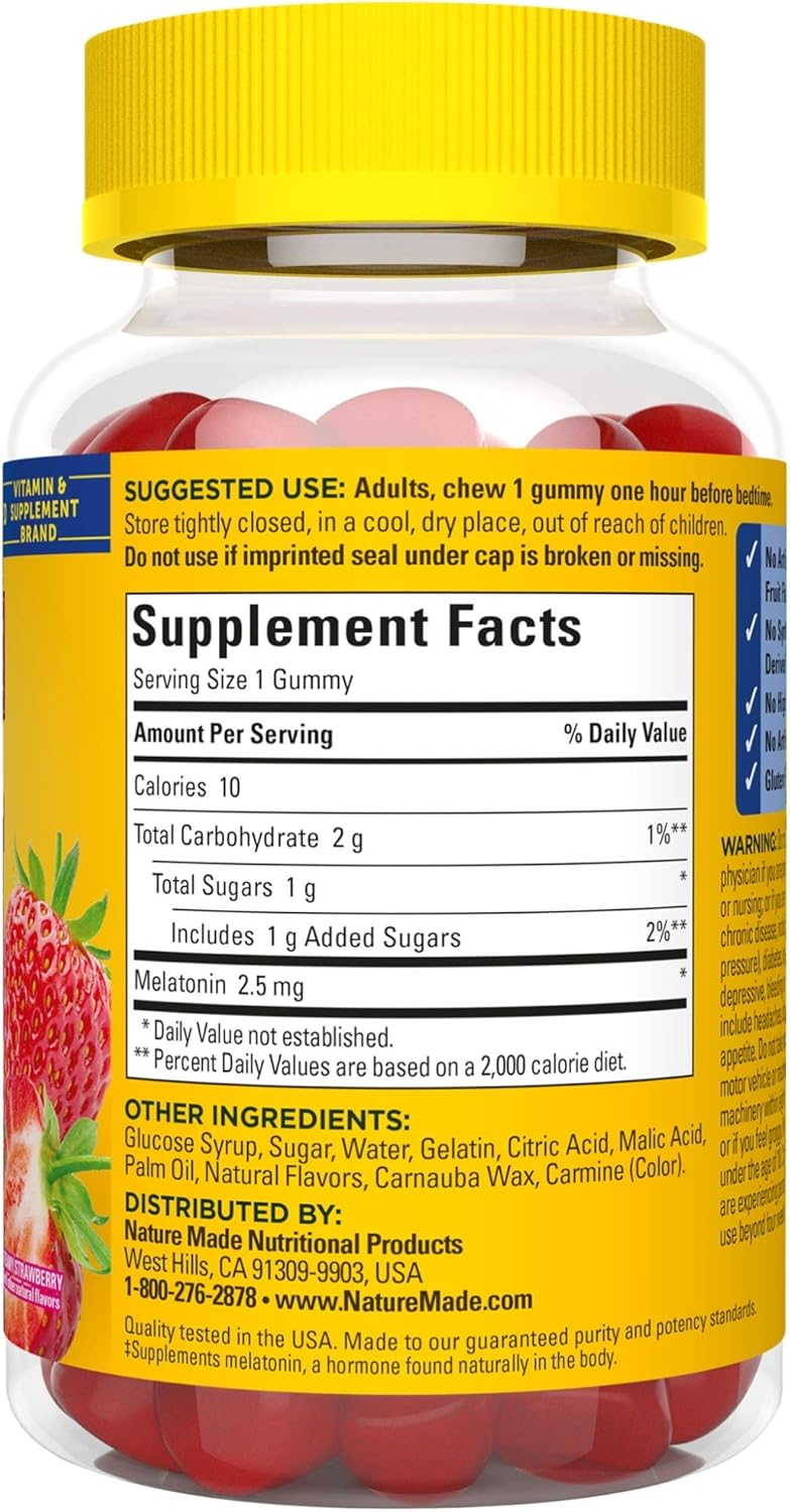 Nature Made Melatonin Gummies 2.5 mg, 80 Count for Supporting Restful Sleep: Health & Personal Care