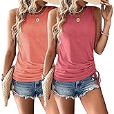 Womens Tank Tops 2 Pack Summer Tops Crew Neck Trendy Sleeveless Tops Cute Loose Fit Workout Casual Outfits 2025