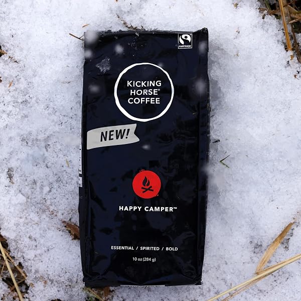 KICKING HORSE HAPPY CAMPER WHOLE BEAN COFFEE, 10 OUNCE – CERTIFIED ORGANIC, FAIRTRADE, KOSHER COFFEE