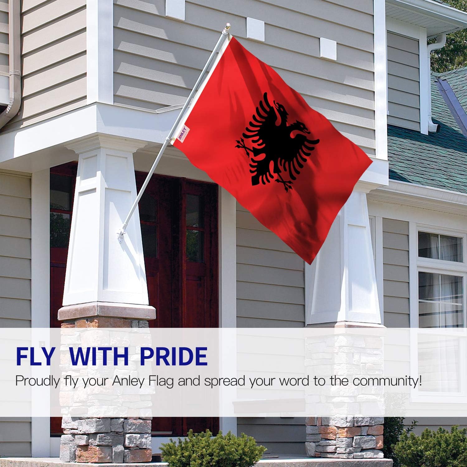 ANLEY Fly Breeze 3x5 Foot Albania Flag, Vivid Color and UV Fade Resistant, Canvas Header and Double Stitched - Image 3