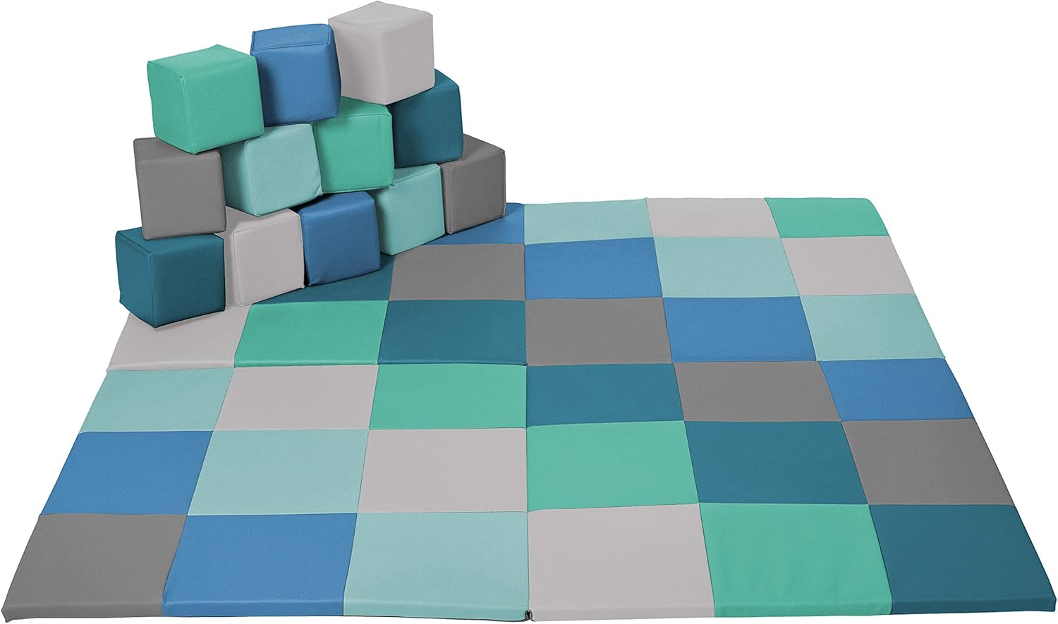 ECR4Kids Softzone Patchwork Toddler Play Mat with 12 Soft Blocks, Contemporary: Industrial & Scientific