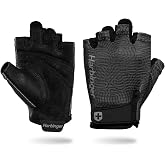 Harbinger Power Gloves 3.0 - Durable Half Finger Weightlifting Gloves with Adjustable Wrist Closure, Breathable Leather Palm, Small, Women's