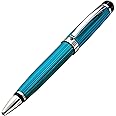Xezo Incognito Brass Twist Action Medium Ballpoint Pen, Guilloche Enamel in Blue Color with Pure Platinum Plating. Handcrafted and Serialized
