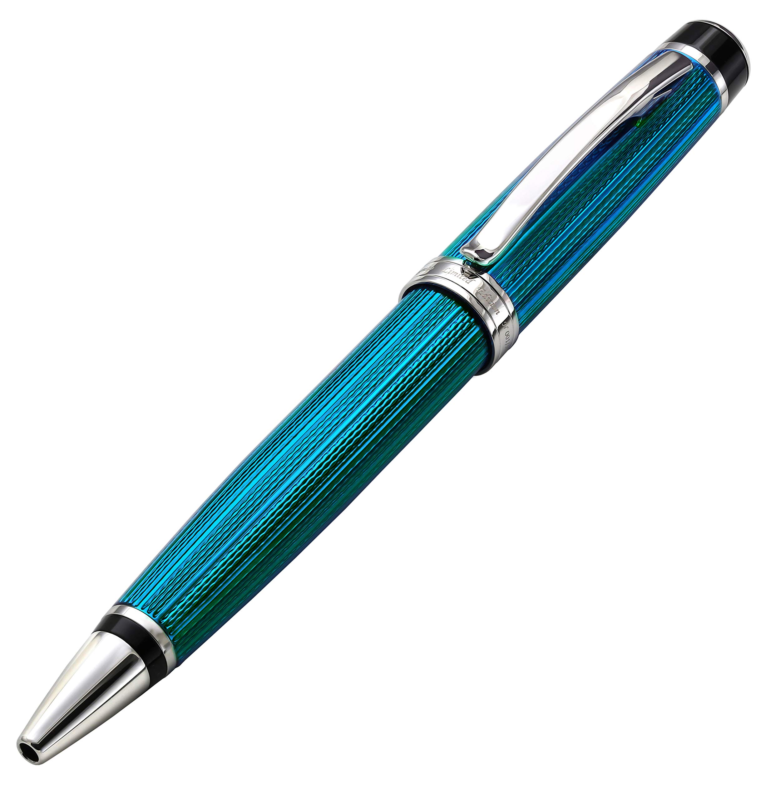 Xezo Incognito Twist Action Ballpoint Pen, Medium Point. Blue Lacquer with Pure Platinum Plating. Handcrafted, Limited Edition, Serialized