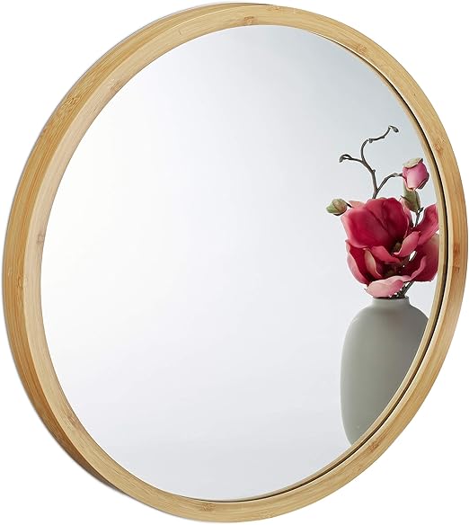 Relaxdays Wandspiegel Rund Spiegel Zum Aufhangen Badspiegel Mit Holzrahmen Flurspiegel Aus Bambus O 45 Cm Natur Amazon De Kuche Haushalt
