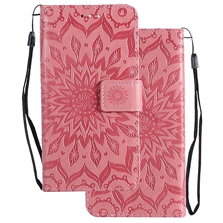 LEMORRY Handyhülle für Huawei Honor 5c Case Leather Flip Wallet Pouch Slim Fit Bumper Protection Magnetic Strap Stand Card Slot Soft TPU Cover for Huawei Honor 5c, Blühen Rosa