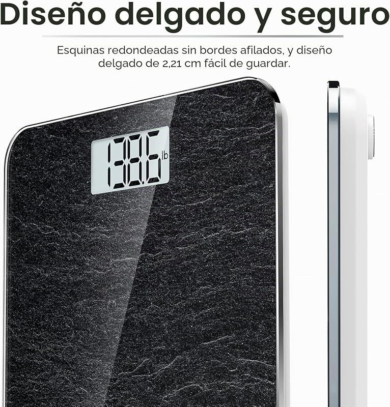 Balança de banheiro renpho com sensores de alta precisão, balança digital para pessoas com tecnologia step-on, balança de vidro de segurança, mármore