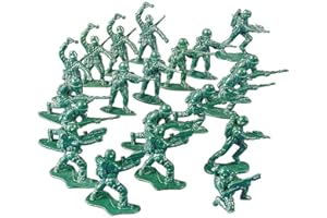 Fun Express Classic Green Army Men Toys - Bulk set of 100 Soldiers, Variety of Poses and Free Standing Base - Green