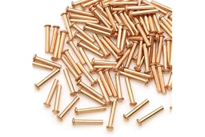 ASAMUYU 100 Pieces Round Head Solid Rivets Fasteners Copper Rivets (M2x12)