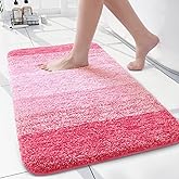 Arotive Microfiber Bathroom Rugs, Shaggy Soft and Absorbent Bath Rug, Non-Slip, Thick Plush Machine Washable Dry Bath Mats for Bathroom, Tub and Shower, 24x16, Pink, Rectangular