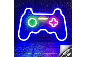 BerniceKelly Gamepad Neon Sign, Game Console Themed LED Light for Gaming Room Decor, Acrylic & Plastic, 16*11 inch, Blue+Pink
