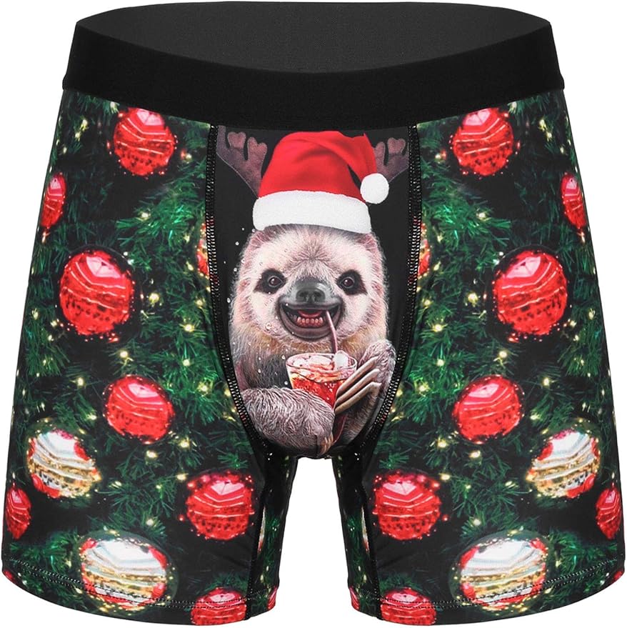 Aiihoo Men's Christmas Funny Gag Gift Boxer Shorts Cartoon Pattern
