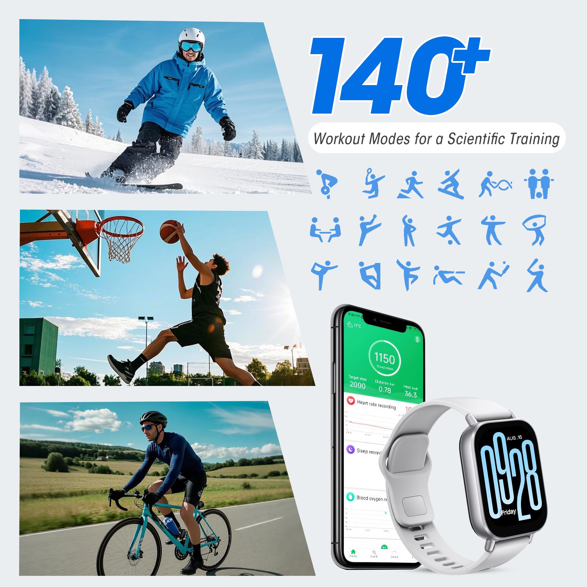 XIAOMI Redmi 5 Active Smart Watch, Step Counter Sport Watch for Women Men with 2