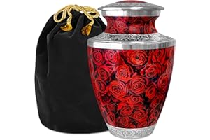 EVERLIGHT MEMORIALS Crimson Rose Urn for Ashes for Women – Large Cremation Urns for Adult Female – Memorial Funeral Urn for Human Ashes, Home Display, or Burial (Large, Adult)