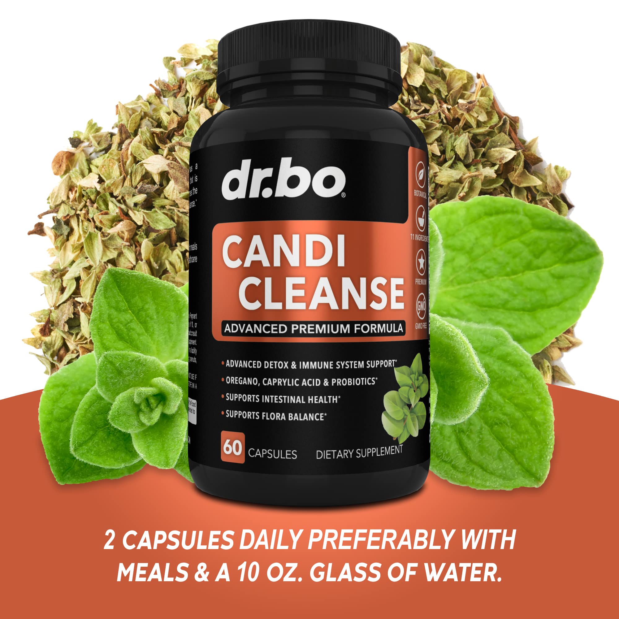 DR. BO Candi Uric Acid Cleanse Support - Oregano & Kidney Herbal Supplements for Women & Men - Extra Strength Uric Acid Flush Purge Capsules & Oral ControlProbiotic Complex Cleanser