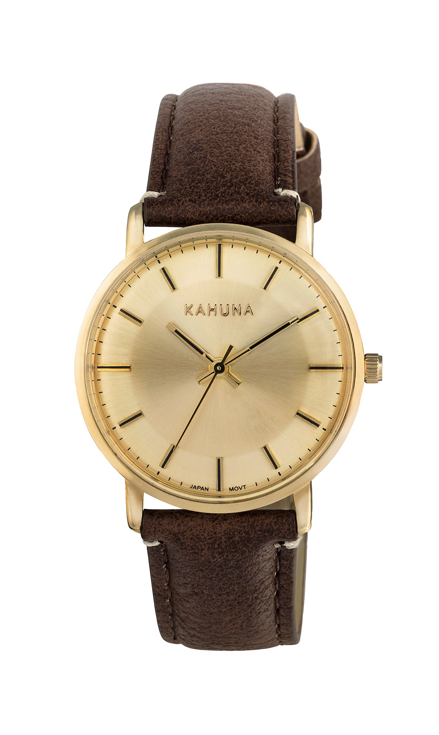 Kahuna Women's Quartz Watch with White Dial Analogue Display and Brown PU Strap KLS-0326L