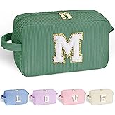 YOOLIFE Initial Makeup Bag - Travel Cosmetic Bag for Women & Teen Girls - Personalized Gifts for Best Friend, Sister or Herself