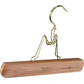 Woodlore Cedar Pant Hanger with Brass Plated All-Steel Fastening Device, 3-Pack