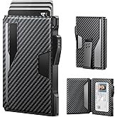 typecase Wallet for Men: Rfid-blocking with Money Clip Slim Leather Bifold ID Window Smart Pop Up Card Case Front Pocket Wallet with Gift Box (Carbon Fiber Black)